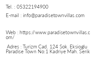 Paradise Town Villas iletiim bilgileri